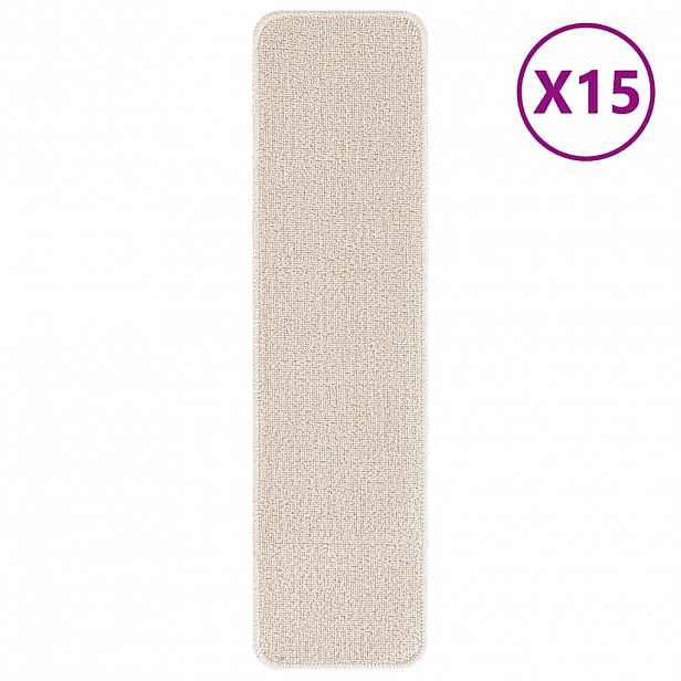vidaXL Protiskluzové podložky na schody 15 ks 75 x 20 cm Krémová PP