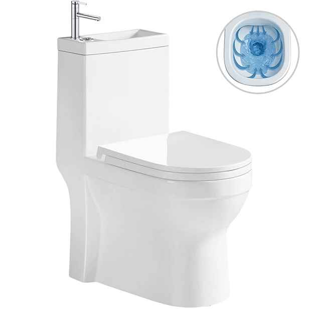 WC set kombi s umývátkem Hygisink, Rimless + UF sedátko - spodní/zadní odpad - bílá lesklá + baterie Bina nízká - chrom -  71,5x36 cm