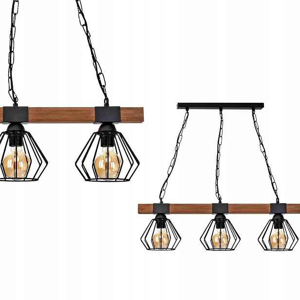 Závěsná lampa Ulf Black/wood 3xE27