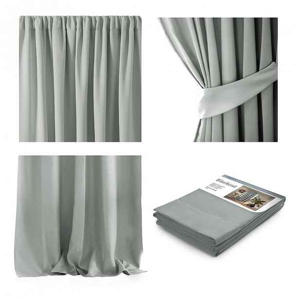 Šedý závěs AmeliaHome Pleat, 140 x 270 cm