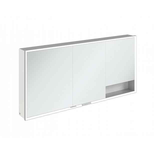 Villeroy & Boch My View+ - Zrcadlová skříňka s LED osvětlením 160x75x17 cm, 3 dvířka, Brilliant White/šedá A48116VE