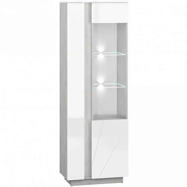 Vitrína Lumens 78 cm, bílá / beton 201x69x40 cm
