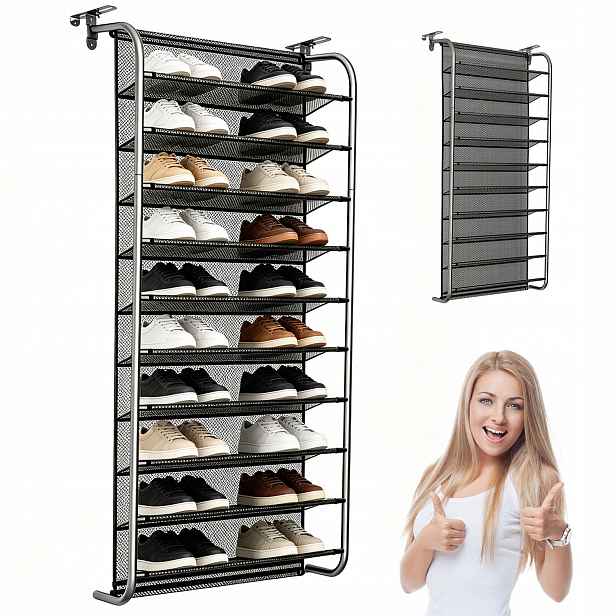 Regál Na Boty 10 Úrovní Na Dveře Stojan Na Boty Pevný Závěsný Stabilní