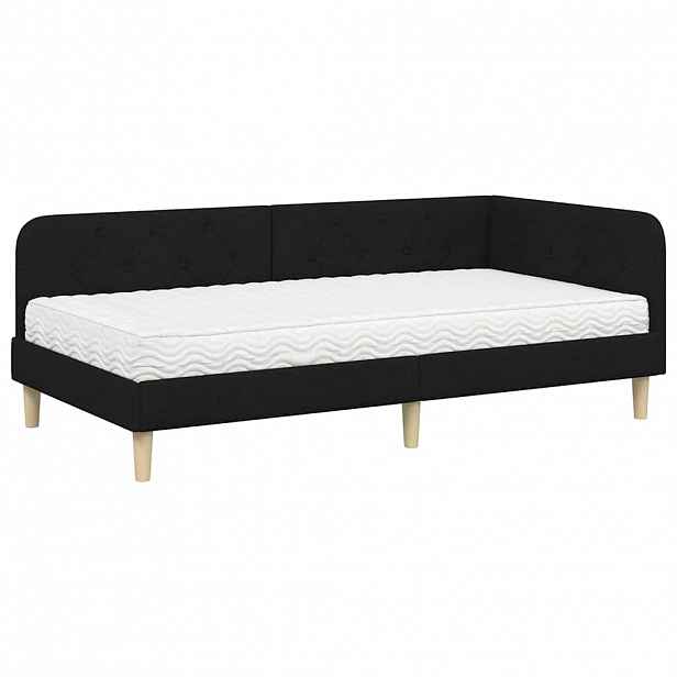 vidaXL Rohový rám postele Černý 90 x 190 cm textil