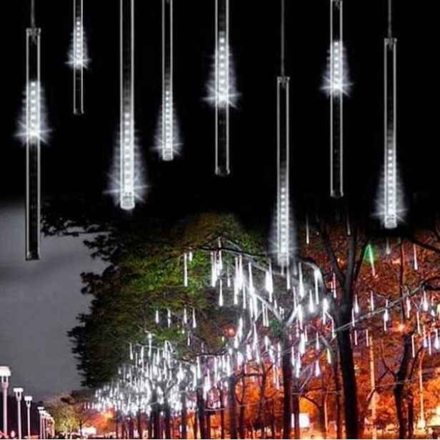 Lampičky Rampouchy Meteory Padající Sníh 80 CM 8 Bílá