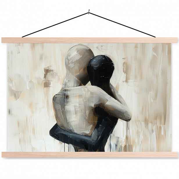 MuchoWow PLAKÁT S MAGNETICKOU LIŠTOU Abstraktní - Láska - Černobílé - Moderní 60x40 cm