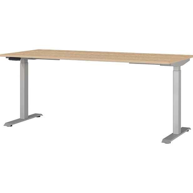 Polohovací pracovní stůl s elektricky nastavitelnou výškou s deskou v dubovém dekoru 80x180 cm Jet – Germania