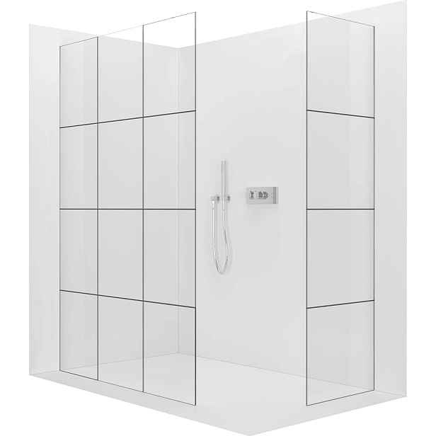 Sprchová zástěna Walk-in Crystal T L/P - 8 mm - bezvzpěrový systém - chrom, industriální sklo - 150x90x200 cm