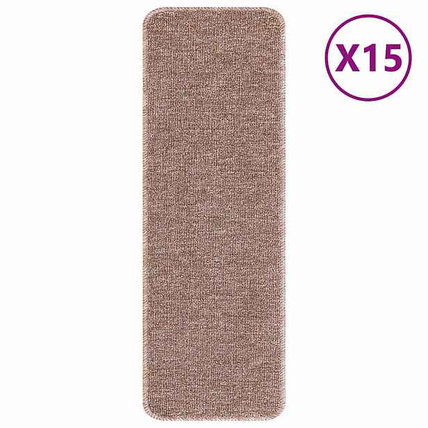 vidaXL Protiskluzové podložky na schody 15 ks 60 x 25 cm Světle hnědá