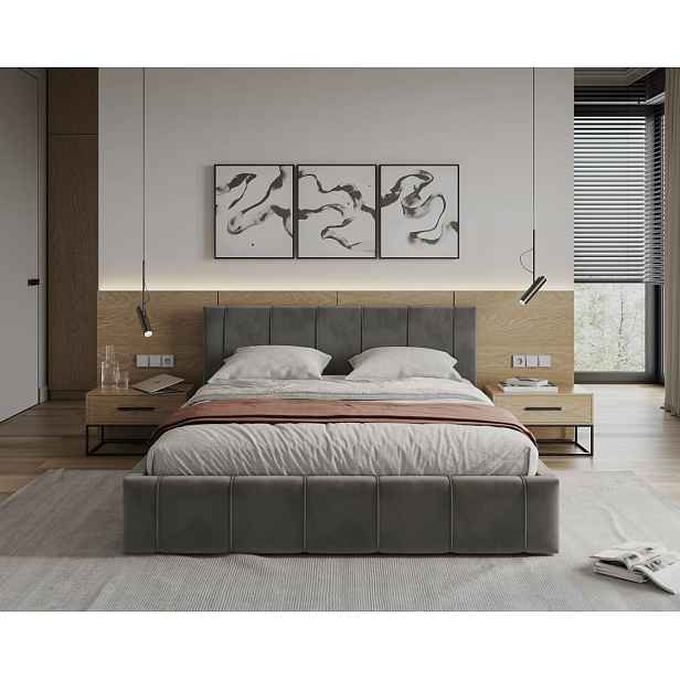 FDM Čalouněná postel Florida se zvedacím roštem Trinity grafitově šedá, velikost 140x200