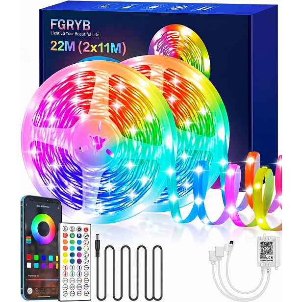Led pásek Rgb 22 m 2x11 m Bluetooth dálkový ovladač aplikace hudba Fgryb