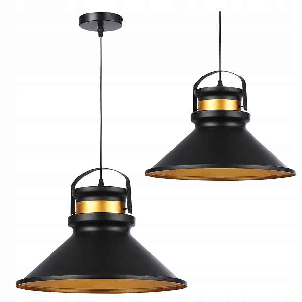 Závěsná Lampa E27 stropní svítidlo lustr 37 cm Černá Měď Zlatá