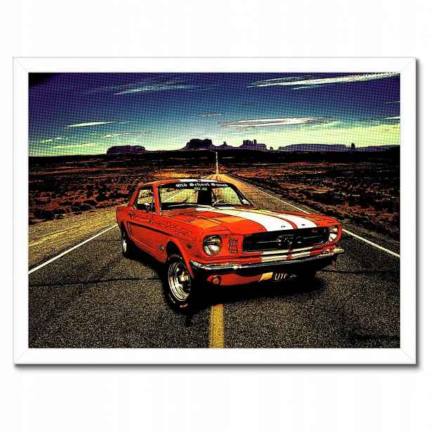 Plakáty v rámu 40x30 Červený Ford Mustang