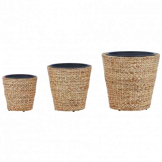 Beliani KVĚTINÁČ sada 3 ks Wasserhyazinthe přírodní kulatý 49-35/37-26/29-21 cm Plaka
