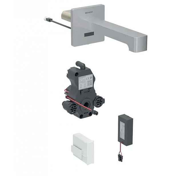 Geberit Brenta - Elektronická umyvadlová baterie pod omítku, bateriové napájení, easy to clean, kartáčovaná nerez 116.274.SN.1