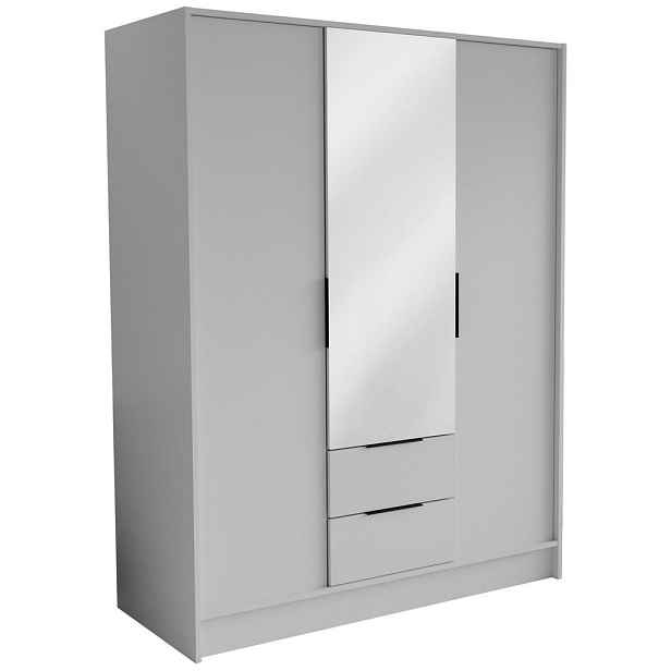 MASSENO ŠATNÍ SKŘÍŇ S OTOČNÝMI DVEŘMI CAVA, 150,5/200/51 cm moderní 3dveřová se zrcadlem, bílá