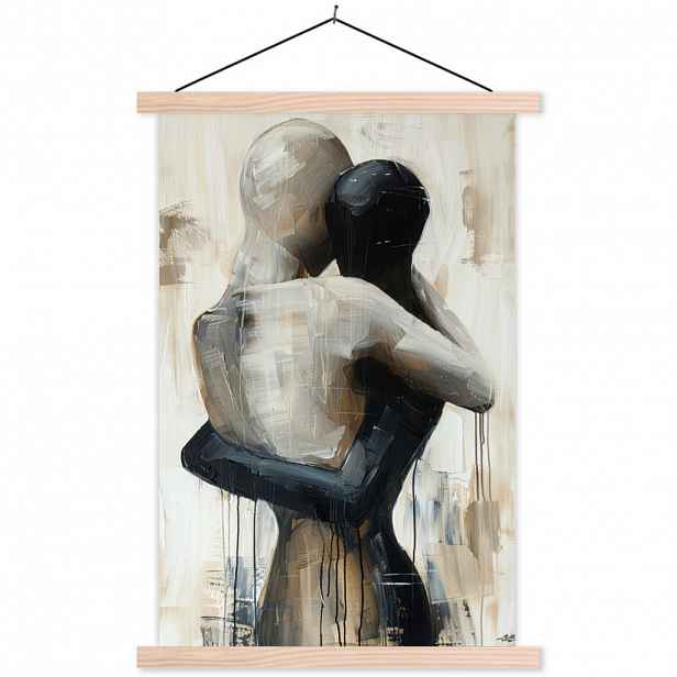 MuchoWow PLAKÁT S MAGNETICKOU LIŠTOU Abstraktní - Láska - Černobílé - Moderní 60x90 cm