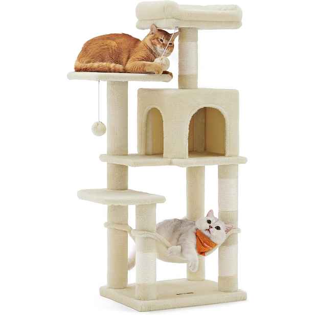 SONGMICS Škrabadlo pro kočky Piti 112 cm béžové