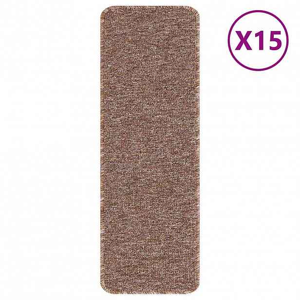 vidaXL Protiskluzové podložky na schody 15 ks 60 x 25 cm Hnědá PP