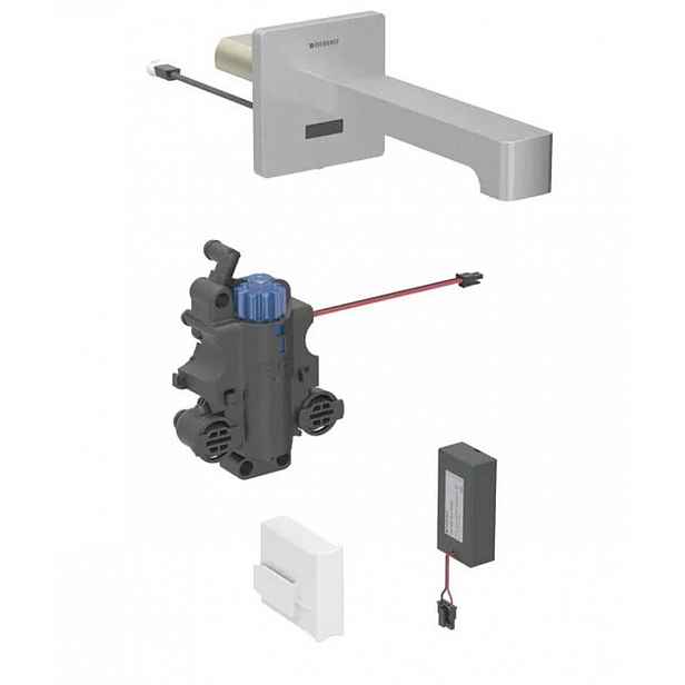 Geberit Brenta - Termostatická elektronická umyvadlová baterie pod omítku, bateriové napájení, easy to clean, kartáčovaná nerez 116.278.SN.1