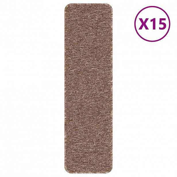 vidaXL Protiskluzové podložky na schody 15 ks 75 x 20 cm Hnědá PP
