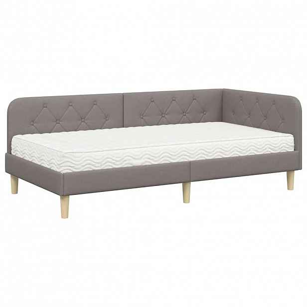 vidaXL Rohový rám postele Taupe 90 x 190 cm textil