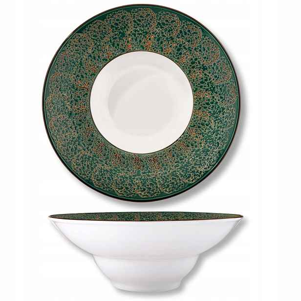 Hluboký porcelánový talíř kulatý zelený Wilmax 22,5 cm, 1100 ml