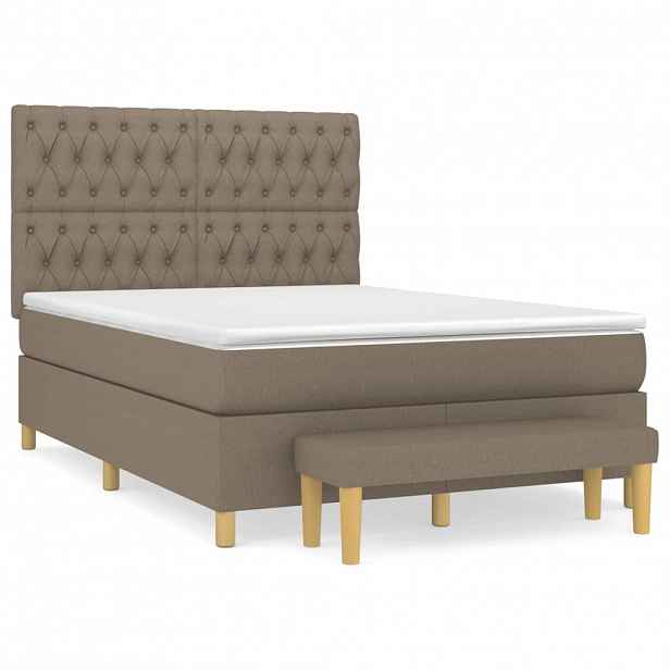 vidaXL Box spring postel s matrací taupe 140x200 cm textil