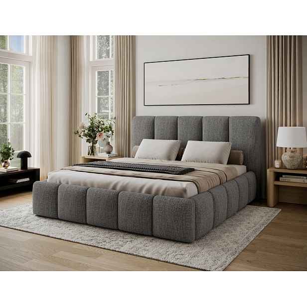 Manželská čalouněná postel 160x200 DOLVERO 3 - šedá
