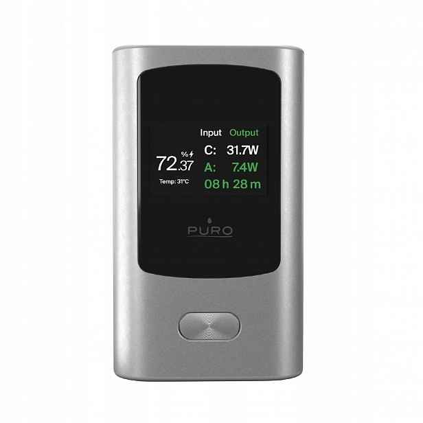 Powerbanka Puro 45W 10000mAh Usb-a Usb-c s displejem šedá