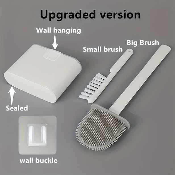 TEMU 4dílná sada WC kartáčů s dlouhou rukojetí pro úsporu místa s ergonomickým designem, nástěnným držákem, pohodlným použitím, vhodná pro úklid