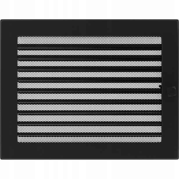 Větrací Krbová Mřížka 22X30 S Žaluzií A Kapsou, Černá, Ozdobná