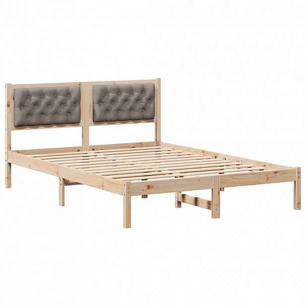 vidaXL Rám postele s čelo Taupe 150 x 200 cm Masivní borové dřevo