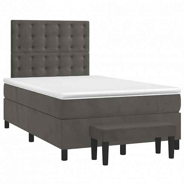 vidaXL Box spring postel s matrací tmavě šedý 120x190 cm samet