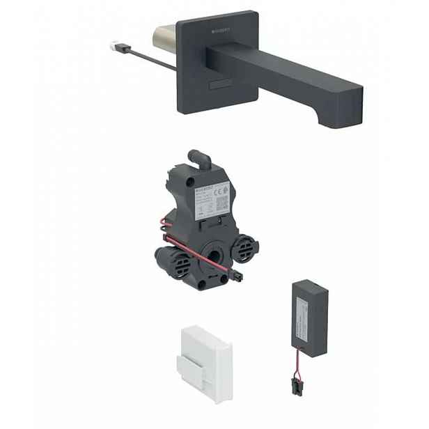 Geberit Brenta - Elektronický umyvadlový ventil pod omítku, pro studenou vodu, bateriové napájení, easy to clean, matná černá 116.273.14.1