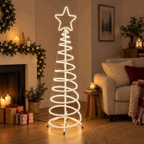 Led vánoční stromek Neonová spirála 120 cm Vánoční ozdoba Svítící bílá Studená