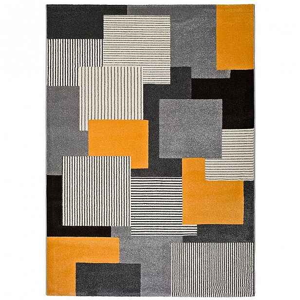 Šedo-oranžový koberec Universal Leo Square, 160 x 230 cm