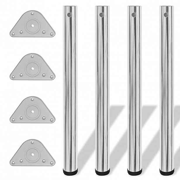 vidaXL 4 stolové nohy s nastavitelnou výškou chromované, 710 mm