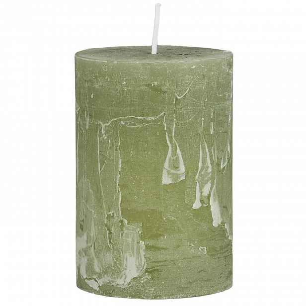 IB Laursen Sloupová svíčka RUSTIC GREEN TEA 10 cm zelená