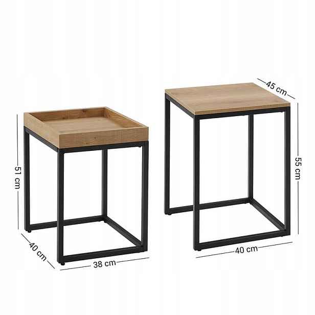 Kávové stolky čtvercové 2 kusy loft dub