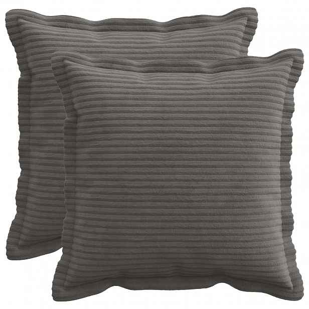 vidaXL Povlak na polštář 2 ks HOUTEN Tmavě šedá 30 x 30 cm manšestr