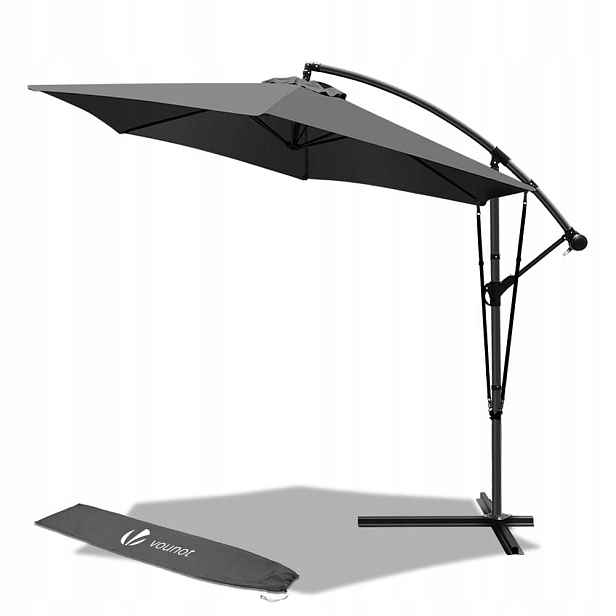 Zahradní slunečník klasický Vounot 300 x 257 cm šedý, pevný materiál