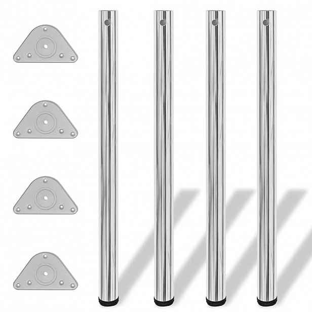 vidaXL 4 výškově nastavitelné stolové nohy chrom 870 mm