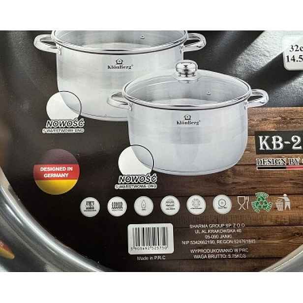 2 Ks Gastronomických Hrnců Klonberg 12/14 L Průměr 30/32 CM KB-2575