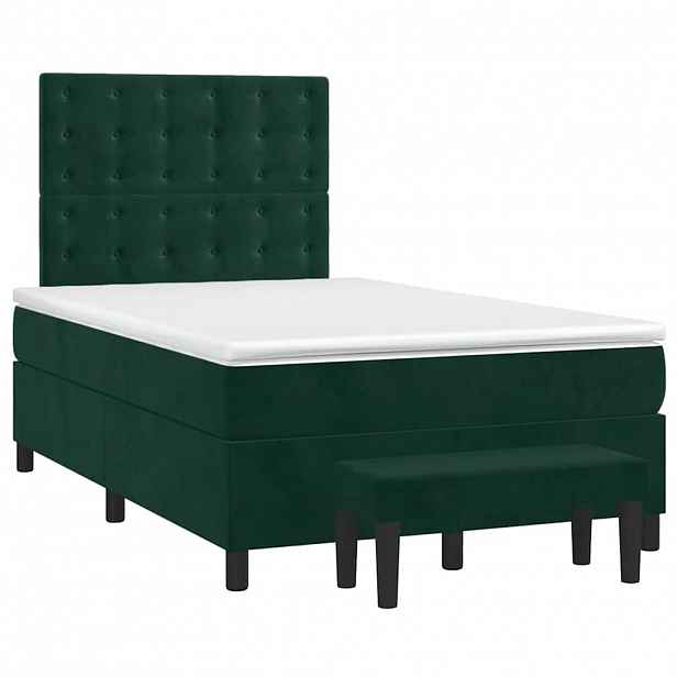 vidaXL Box spring postel s matrací tmavě zelená 120x190 cm samet