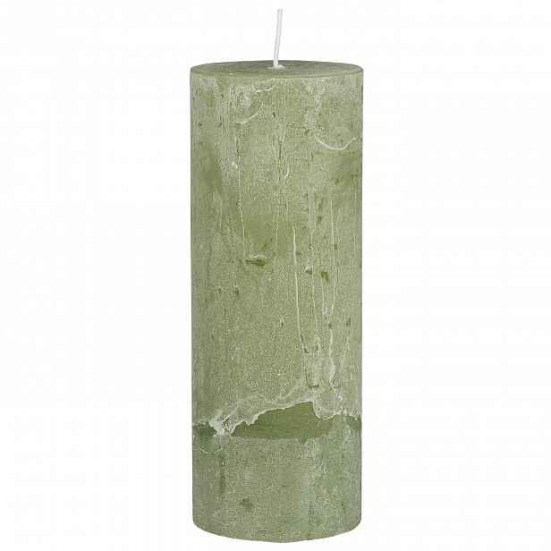 IB Laursen Sloupová svíčka RUSTIC GREEN TEA 18 cm zelená