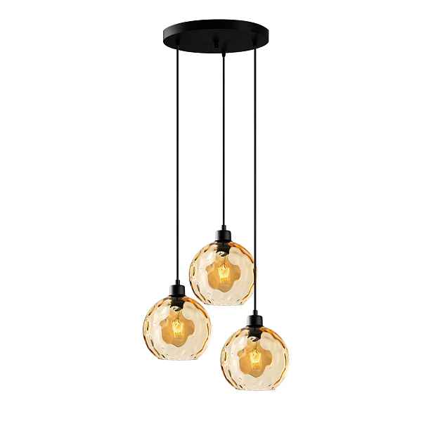 Lustr FERLAN 3xE27 44x40-120 cm, černá/žlutá