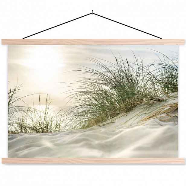 MuchoWow PLAKÁT S MAGNETICKOU LIŠTOU Duny s bahenní trávou pod sluncem v německém národním parku Schleswig-Holsteinisches Wattenmeer 60x40 cm