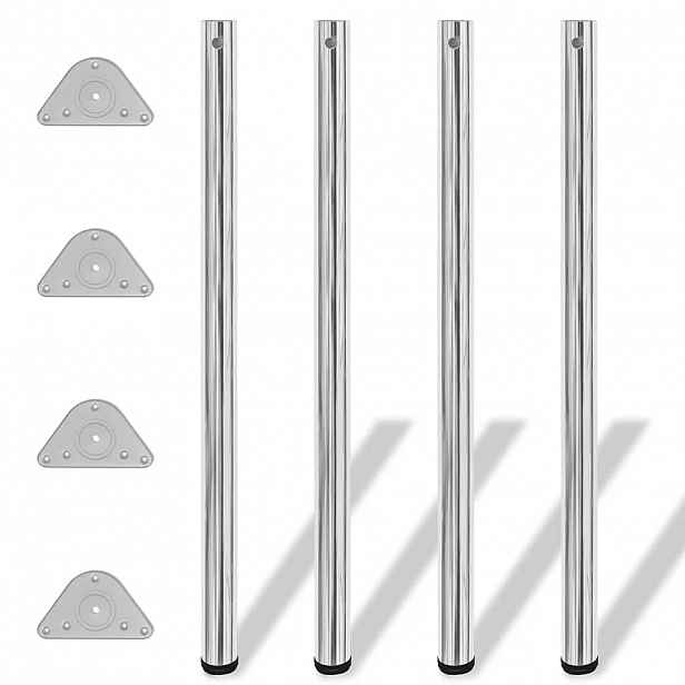 vidaXL 4 výškově nastavitelné stolové nohy chrom 1100 mm