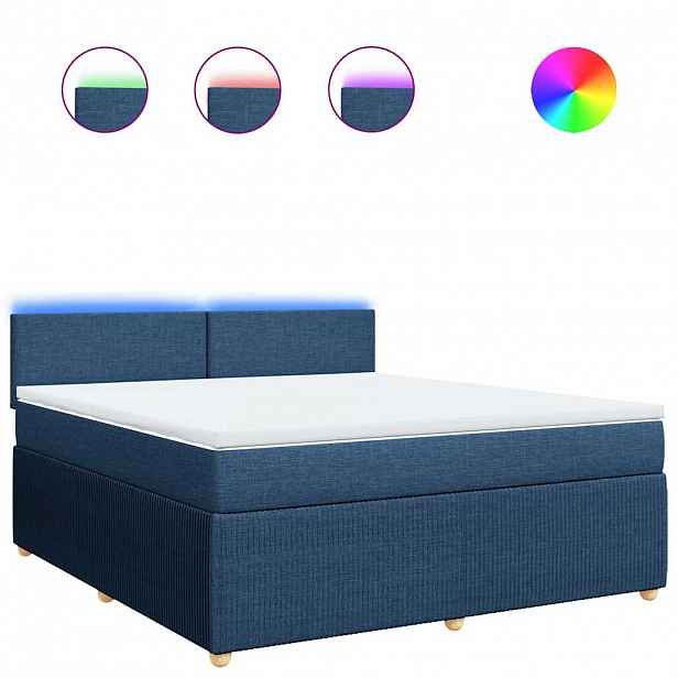 vidaXL Box spring postel s matrací modrá 180x200 cm textil